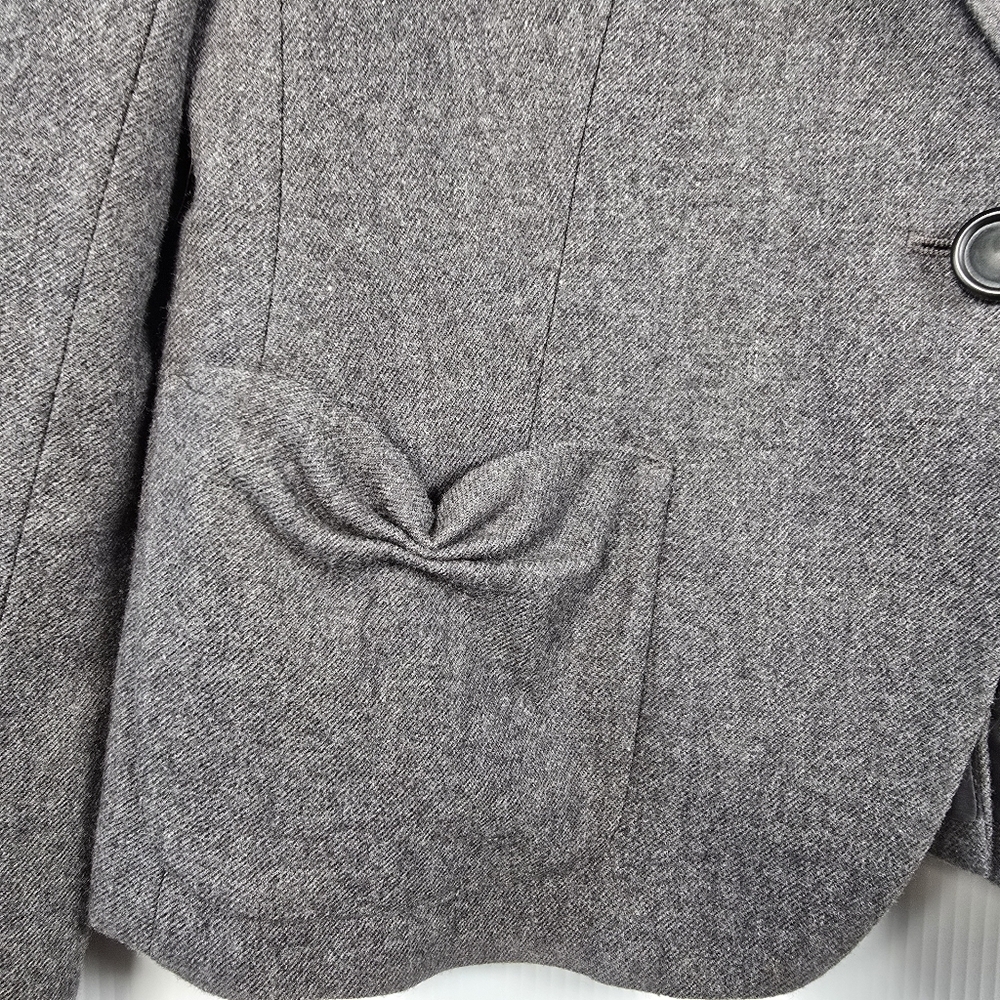Talbots Women's Kate Fit Grey Wool Blazer Gatheted Lapels Button Closure Size 8 - Picture 8 of 16